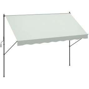 Toldo manual retráctil 3x1,75 m para terraza, altura ajustable 210-310 cm, crema