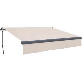 Toldo manual retráctil 3x2 m para terraza con manivela, protección UV50+, aluminio y metal, crema