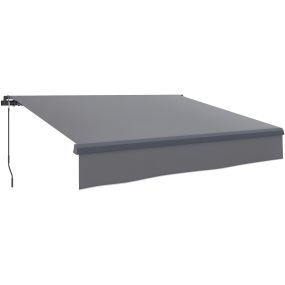 Toldo manual retráctil 3x2 m para terraza con manivela, protección UV50+, aluminio y metal, gris