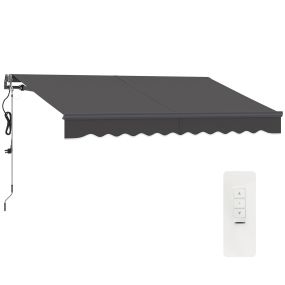 Toldo retráctil eléctrico y manual 3x2,5 m con mando, manivela, aluminio, UV30+, gris