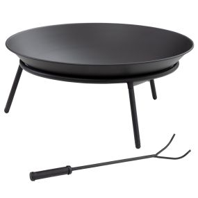 Brasero exterior de metal para jardín y camping con atizador Ø47x21 cm negro
