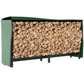 Soporte para leña de metal ajustable con cubierta y estante 200x36x99 cm verde oscuro y negro