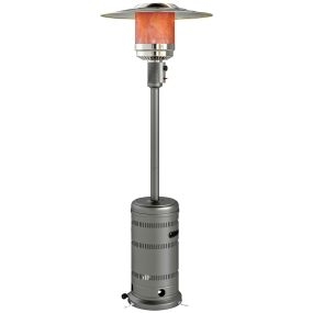 Estufa de gas butano 13000W portátil para exterior gris con ruedas y protección antivuelco