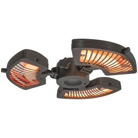Calefactor infrarrojo para parasol 800/1600/2400W aluminio negro IP44 para terraza patio y jardín