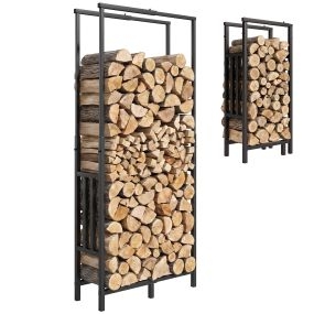 Estante de leña de acero robusto ajustable negro para interior y exterior, 100 kg, 45,5-75,5x25x98-170 cm