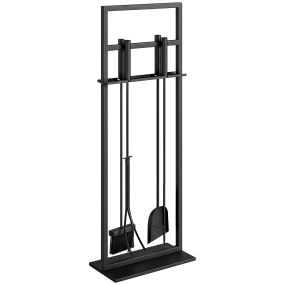 Juego de utensilios para chimenea de 5 piezas de metal negro con soporte 28x15x76 cm