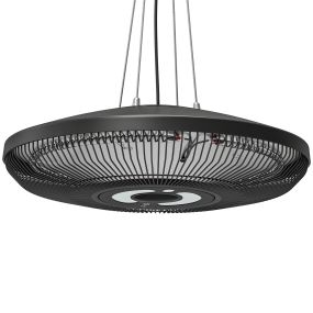 Calefactor por Infrarrojos para Terraza Colgante 2000 W con Luz LED, Estufa Exterior Eléctrica con IP65, Control por Táctil/Mando a Distancia, 2 Niveles de Calor, Temporizador 24 h, Negro