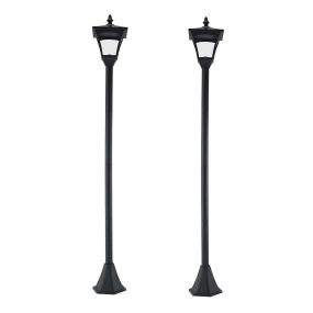 Conjunto de 2 farolas solares LED para jardín 15x15x120 cm negro