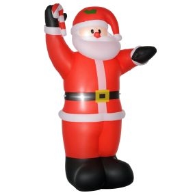 Papá Noel inflable 240 cm con bastón, luces LED e inflador eléctrico multicolor