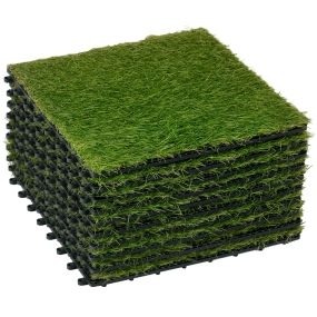 Césped artificial 10 piezas 30x30 cm 25 mm anti-UV drenaje verde oscuro