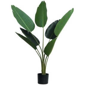 Planta artificial de palma realista con maceta 7 hojas para interior Ø15x120 cm verde