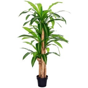 Dracaena Artificial 160 cm con Maceta Planta Artificial con 66 Hojas Musgo Árbol Tropical para Decoración Jardín Balcón Oficina Salón Ø20x160 cm Verde