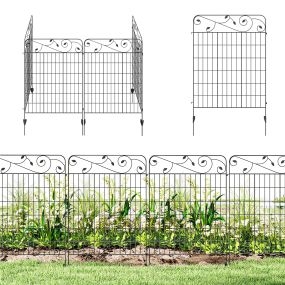 Valla de jardín exterior metálica de 4 paneles 88x110 cm negra con ángulo ajustable