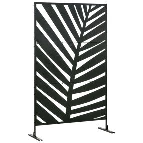Biombo separador de ambientes de 3 piezas con diseño de hoja de plátano 122x45x198 cm negro