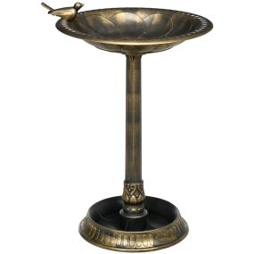 Baño para pájaros de jardín exterior 72 cm, diseño retro elegante, bronce, resistente y ligero