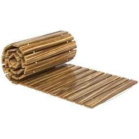 Camino de jardín de madera 120x38 cm recto enrollable para exteriores resistente a la intemperie carbonizado