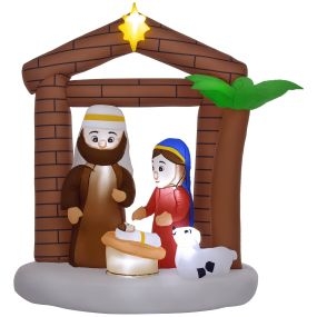 Belén inflable navideño con luces LED e inflador para exterior 150x90x185 cm multicolor