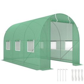 Invernadero de túnel exterior 3,5x2x2 m con cubierta PE 140 g/m² para cultivo de plantas y verduras