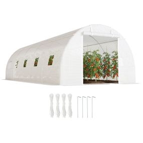 Invernadero de túnel 8x3x2 m para exterior con 12 ventanas y puerta enrollable blanco