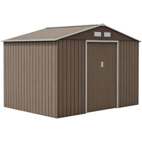 Caseta de jardín exterior metálica 4,9 m² 277x195x192 cm con puerta corredera y ventilación natural
