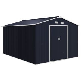 Caseta de jardín exterior metálica 8,3 m² 277x322x192 cm gris oscuro con puerta corredera y ventilación