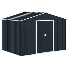 Caseta de jardín exterior metálica 4,9 m² 277x195x192 cm gris oscuro con claraboya y puerta corredera