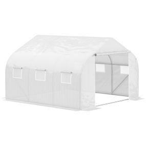Invernadero túnel 3,5x3x2 m con 6 ventanas y cubierta PE 140 g/m² blanco