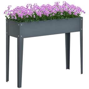 Huerto urbano elevado rectangular gris 100x30x80 cm con 3 orificios de drenaje