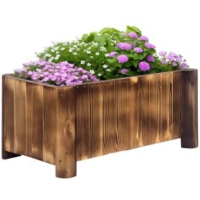 Jardinera de madera rectangular con 4 patas 70x35x30 cm natural