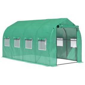 Invernadero túnel exterior 4x2x2 m PE 140 g/m² anti-UV marco metal galvanizado verde