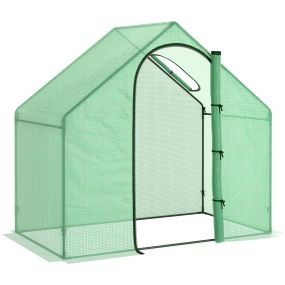 Invernadero pequeño de exterior con ventana, puerta con cremallera, acero y cubierta PE verde 180x100x168 cm