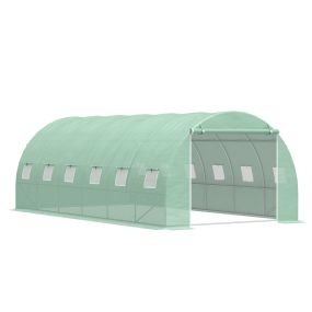 Invernadero túnel 6x3x2 m con 12 ventanas y puerta verde para huerto y jardín