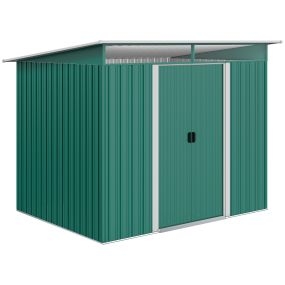 Cobertizo de jardín exterior metálico 4,5 m² 260x194x200 cm verde con 2 puertas corredizas