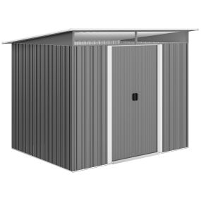 Cobertizo de jardín exterior metálico 4,5 m² 260x194x200 cm gris con 2 puertas corredizas