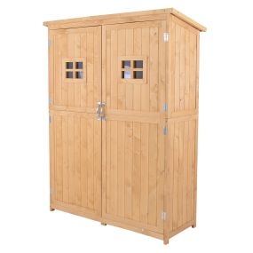 Cobertizo de madera exterior con doble puerta, techo impermeable, 127.5x50x164 cm natural