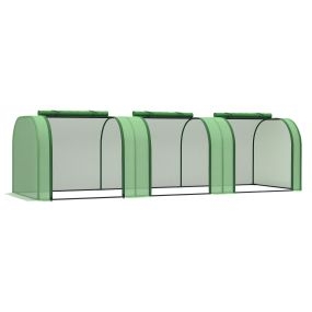 Invernadero de exterior 295x100x80 cm con 3 puertas enrollables y marco de acero verde
