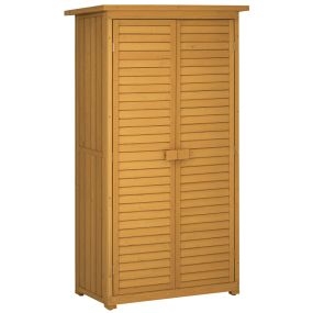 Cobertizo de madera 0,31 m² 87x46,5x160 cm con 2 puertas y 2 estantes natural