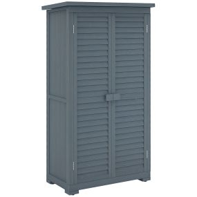Cobertizo de madera 0,31 m² 87x46,5x160 cm con 2 puertas y 2 estantes gris para exterior
