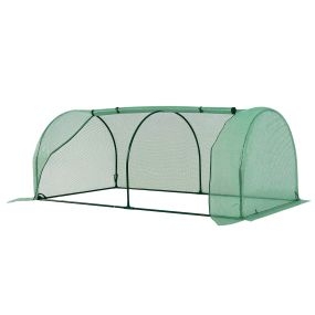 Invernadero de exterior tipo túnel 200x100x80 cm con marco de acero y cubierta PE verde