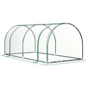 Invernadero de exterior tipo túnel 200x100x80 cm con marco de acero y cubierta de PVC transparente