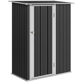 Caseta de jardín metálica 1,07 m² 142x86x189 cm gris con puerta, cerradura y drenaje