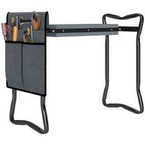 Taburete de jardín plegable 2 en 1 con almohadilla EVA y bolsa para herramientas, 150 kg