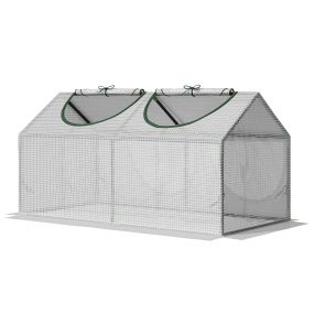 Invernadero de exterior 120x60x60 cm con 2 ventanas enrollables, cubierta PE 140g/㎡ y marco de acero impermeable anti-UV