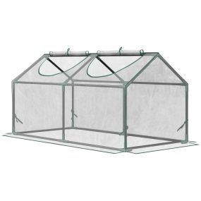 Invernadero exterior 120x60x60 cm con 2 ventanas enrollables y marco de acero transparente