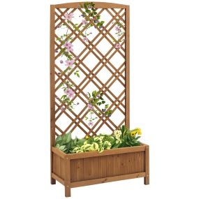 Jardinera con enrejado de madera 60x30x122,5 cm natural