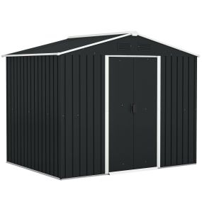 Caseta de jardín exterior metálica 3,6 m² 236x174x190 cm gris con puertas correderas y ventilación