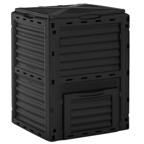Compostador orgánico 300 L para jardín exterior 60,5x60,5x81,5 cm negro
