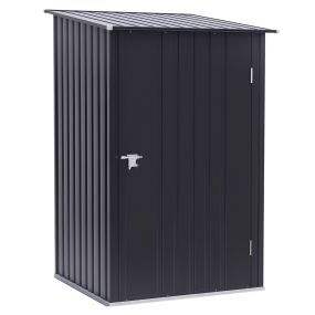 Cobertizo de jardín exterior metálico 0,92 m² 100x103x160 cm gris oscuro con puerta y cerradura