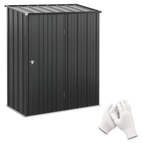 Cobertizo de jardín exterior metálico 1,34 m² 161,5x94,5x196 cm negro carbón con puerta y cerradura