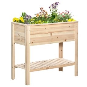 Huerto urbano elevado de madera con tela no tejida 90x40x81 cm natural